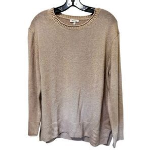 Ella Moss Women's Crew Neck Knit Pullover Sweater Baggy Size Tan Comfy
